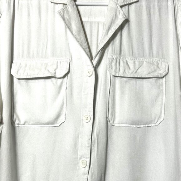 Viscose Relaxed White Button-Up Shirt With Pockets By Weekday, Size Large Women’ - Picture 5 of 7